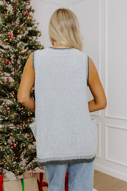 Casual Look Knit Vest Top in Grey