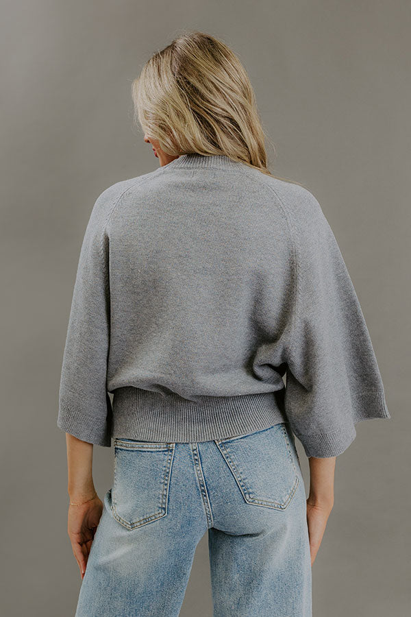 Downtown Cozy Knit Sweater Top in Grey