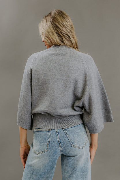 Downtown Cozy Knit Sweater Top in Grey