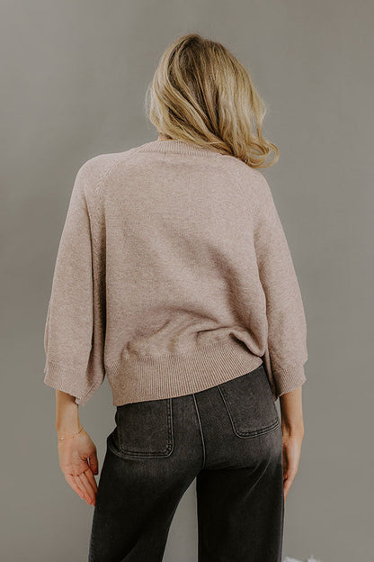 Downtown Cozy Knit Sweater Top in Light Mocha