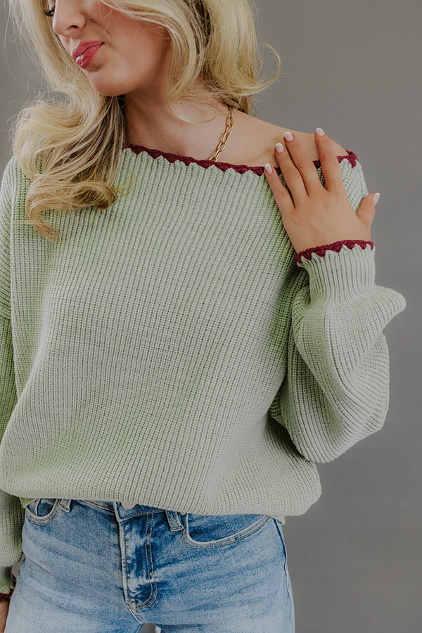 Sunday Ease Knit Sweater Top in Mint