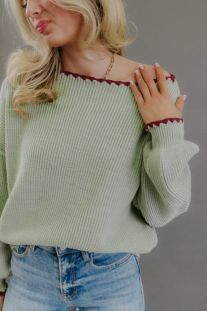 Sunday Ease Knit Sweater Top in Mint