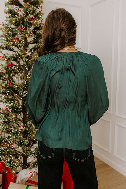 Manhattan Skyline Satin Top in Deep Forest