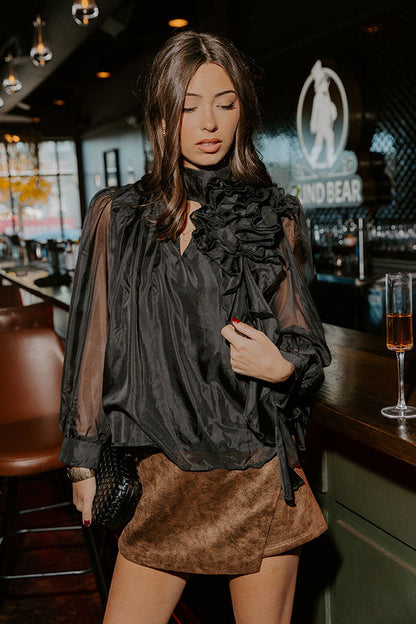 Paris Charm Organza Top in Black