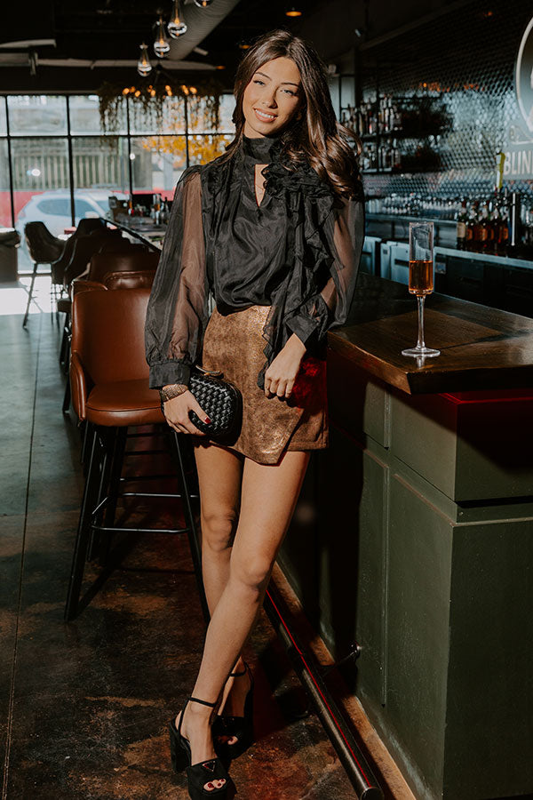 Paris Charm Organza Top in Black