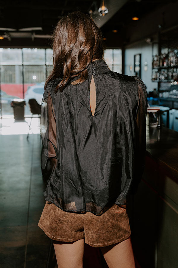 Paris Charm Organza Top in Black