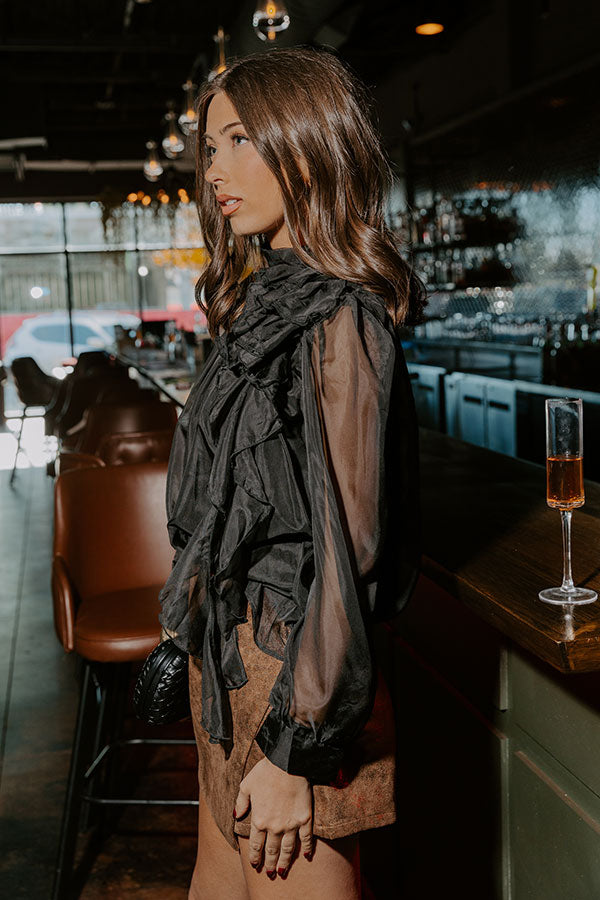 Paris Charm Organza Top in Black