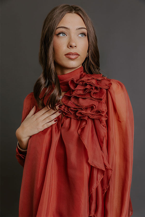 Paris Charm Organza Top in Rust