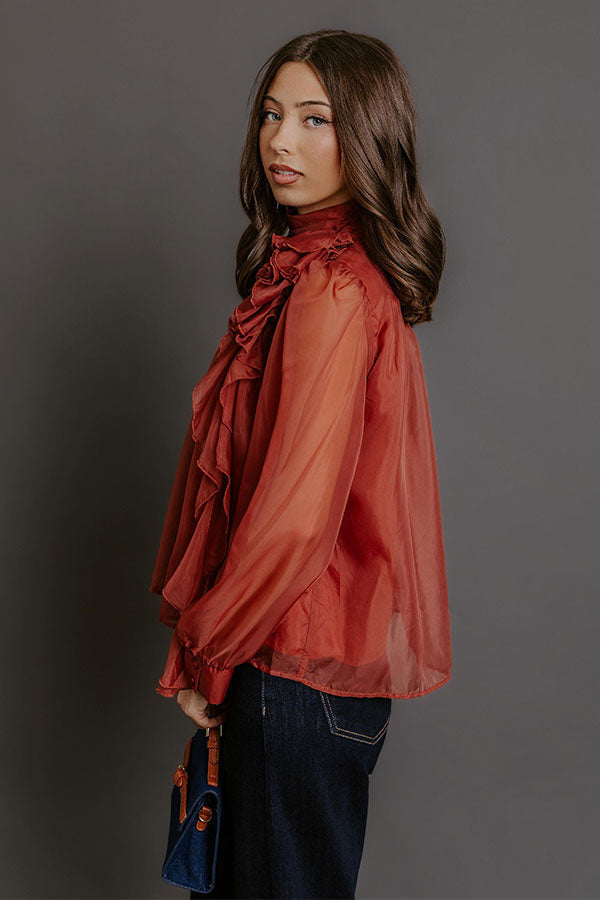Paris Charm Organza Top in Rust