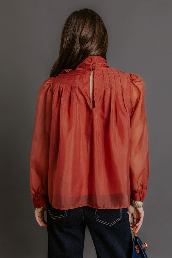 Paris Charm Organza Top in Rust