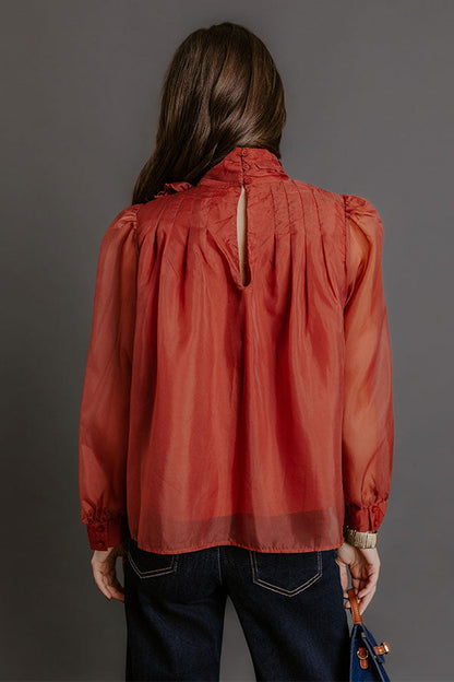 Paris Charm Organza Top in Rust