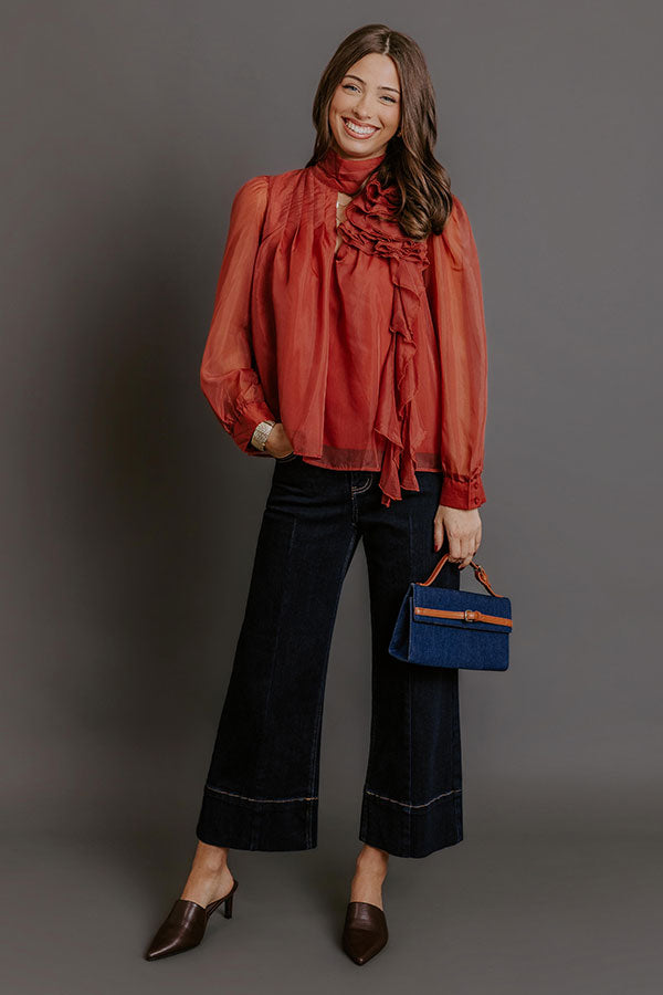 Paris Charm Organza Top in Rust