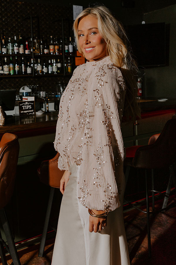 Sparkle Society Sequin Pleated Top