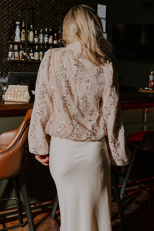 Sparkle Society Sequin Pleated Top