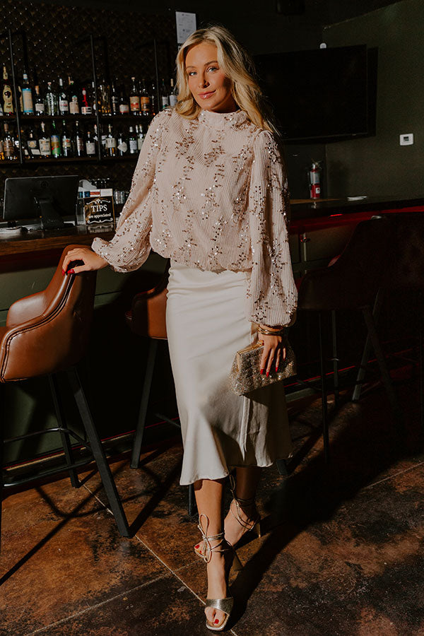 Sparkle Society Sequin Pleated Top