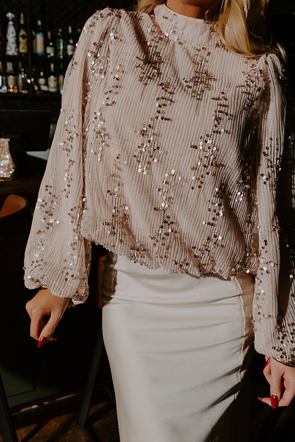 Sparkle Society Sequin Pleated Top