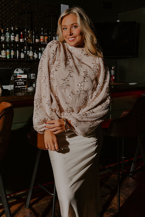 Sparkle Society Sequin Pleated Top