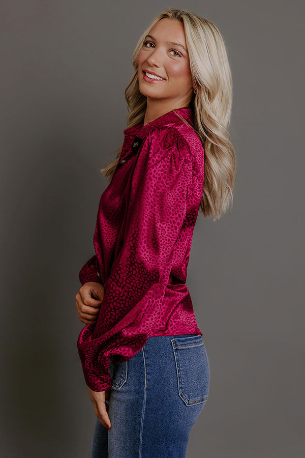 Champagne Agenda Jacquard Button Up Top