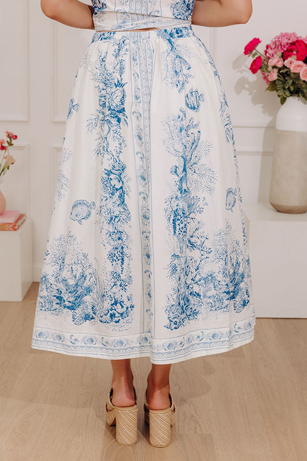 Kensington Garden High Waist Floral Midi Skirt