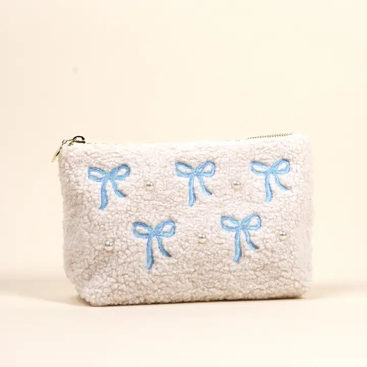 Blue Bows Teddy Pouch