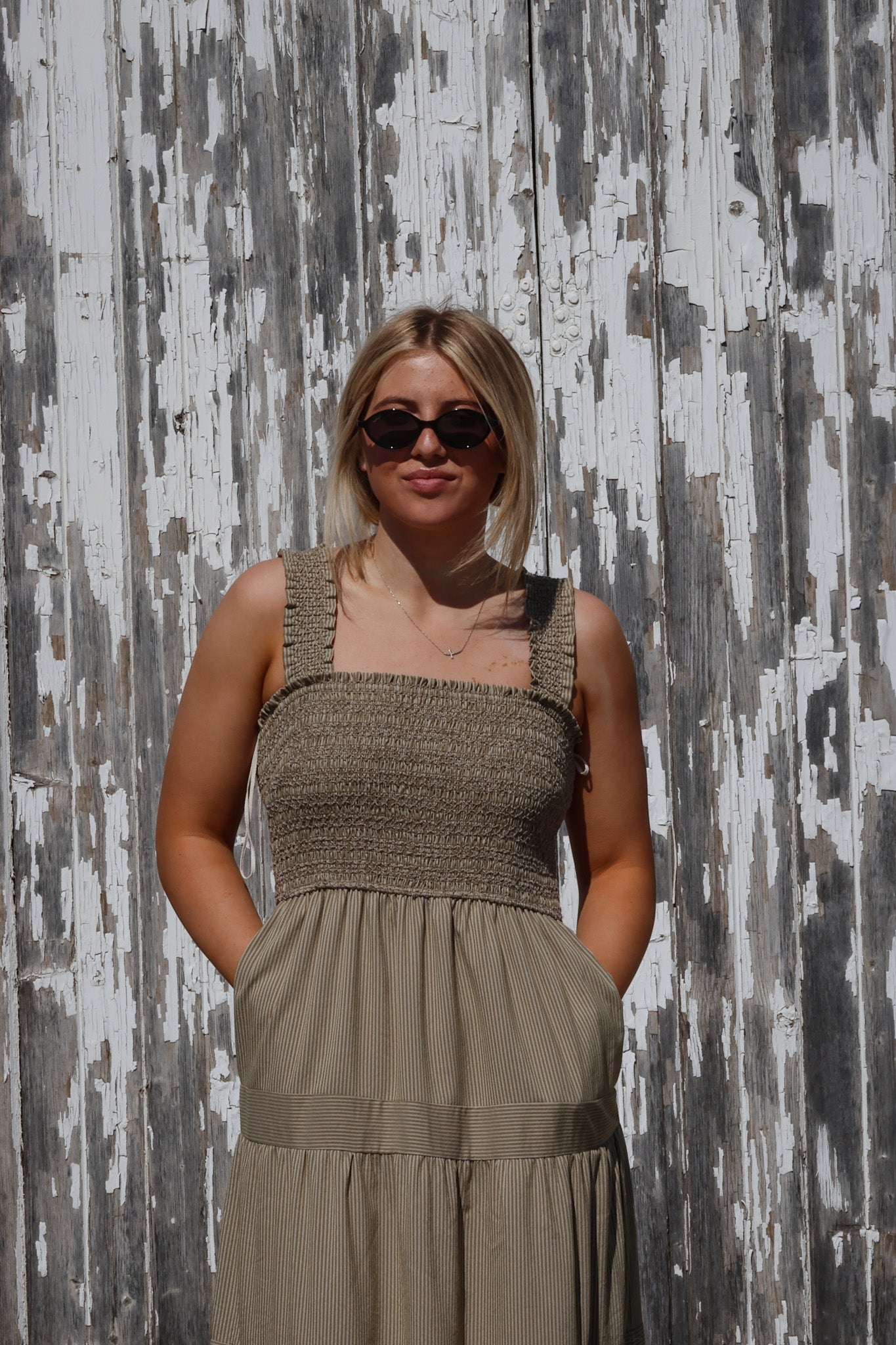 Striped Smocked Bodice Tiered Dress