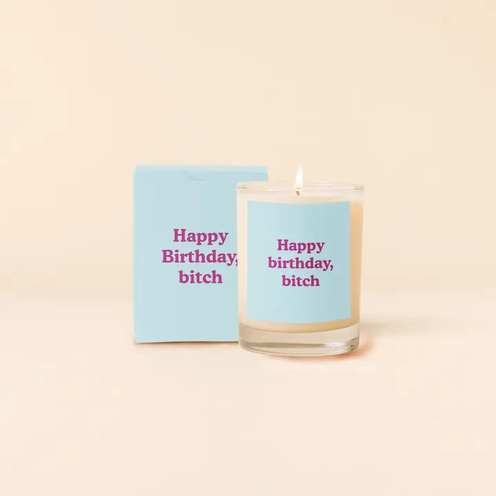 Birthday Bitch Rocks Glass Candle