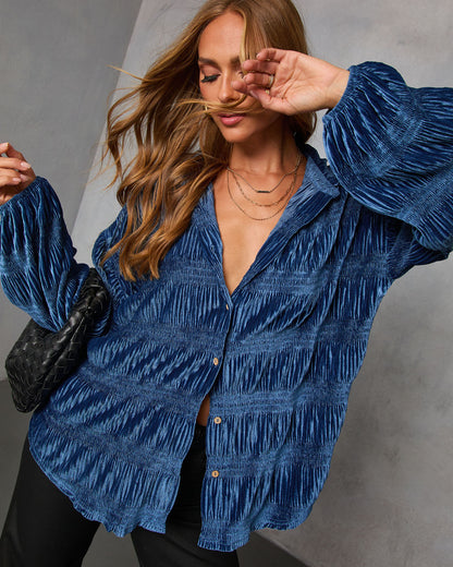 Bette Textured Velvet Button Down Top