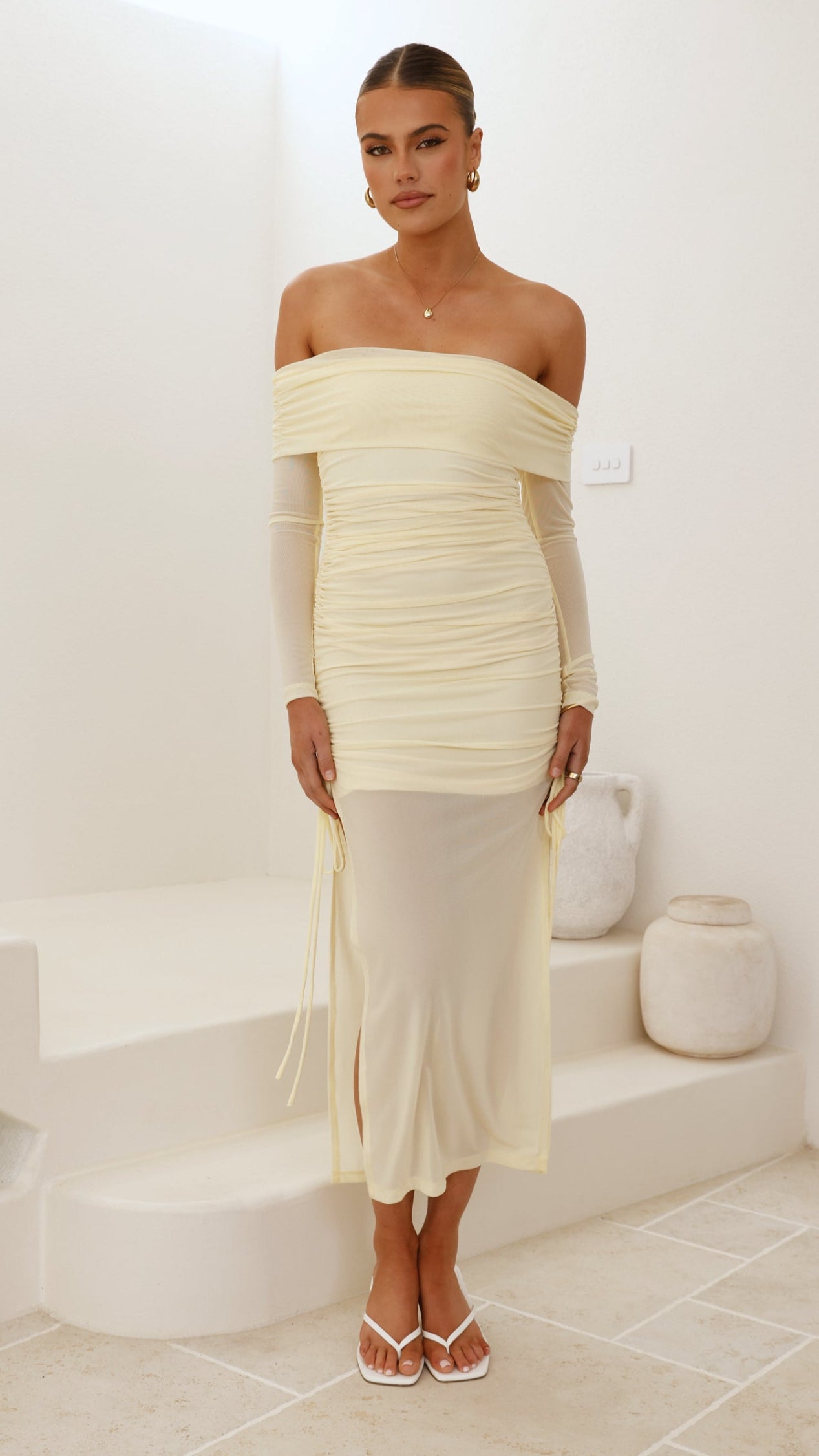 Isadora Off Shoulder Maxi Dress - Yellow