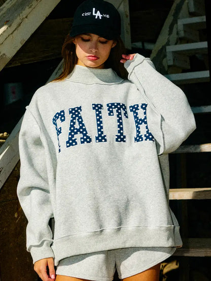 FAITH Embroidered Polka-Dot Sweatshirt