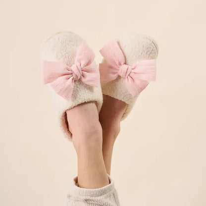 Blush Betty Bow Fuzzy Slippers