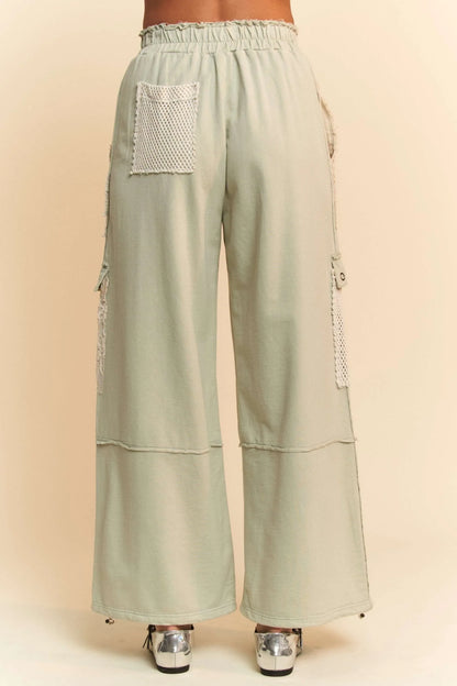 Davi & Dani Lace Patchwork Bottom Opening Adjustable Pants