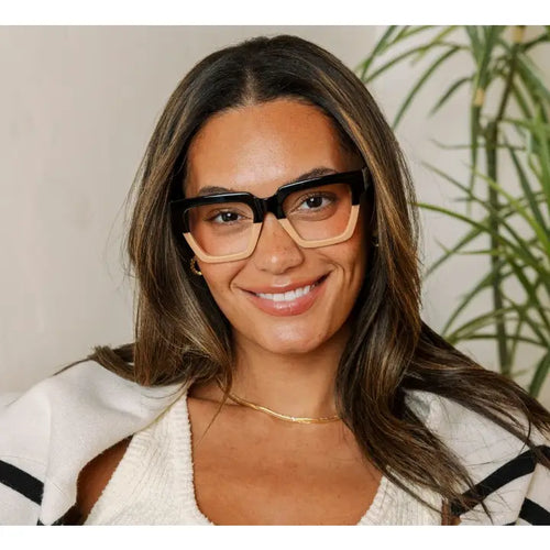 Black/Tan Take A Bow Glasses +1.00