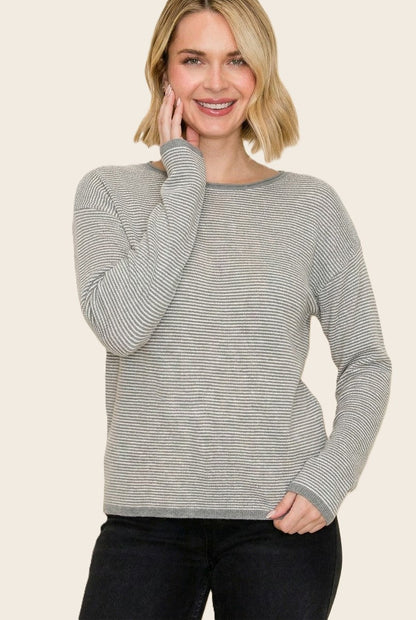 Grey Mini Waffle Textured Sweater