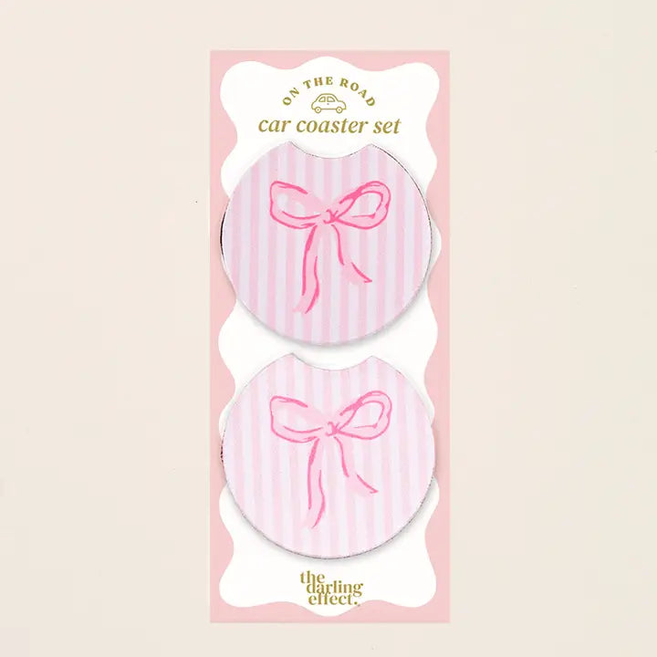 Bow Pink Car Coasters