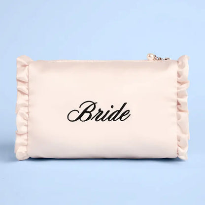Embroidered Bride Satin Cosmetic Bag