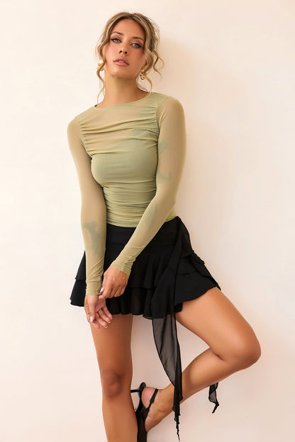 Just Like Me Mesh Top - Sage
