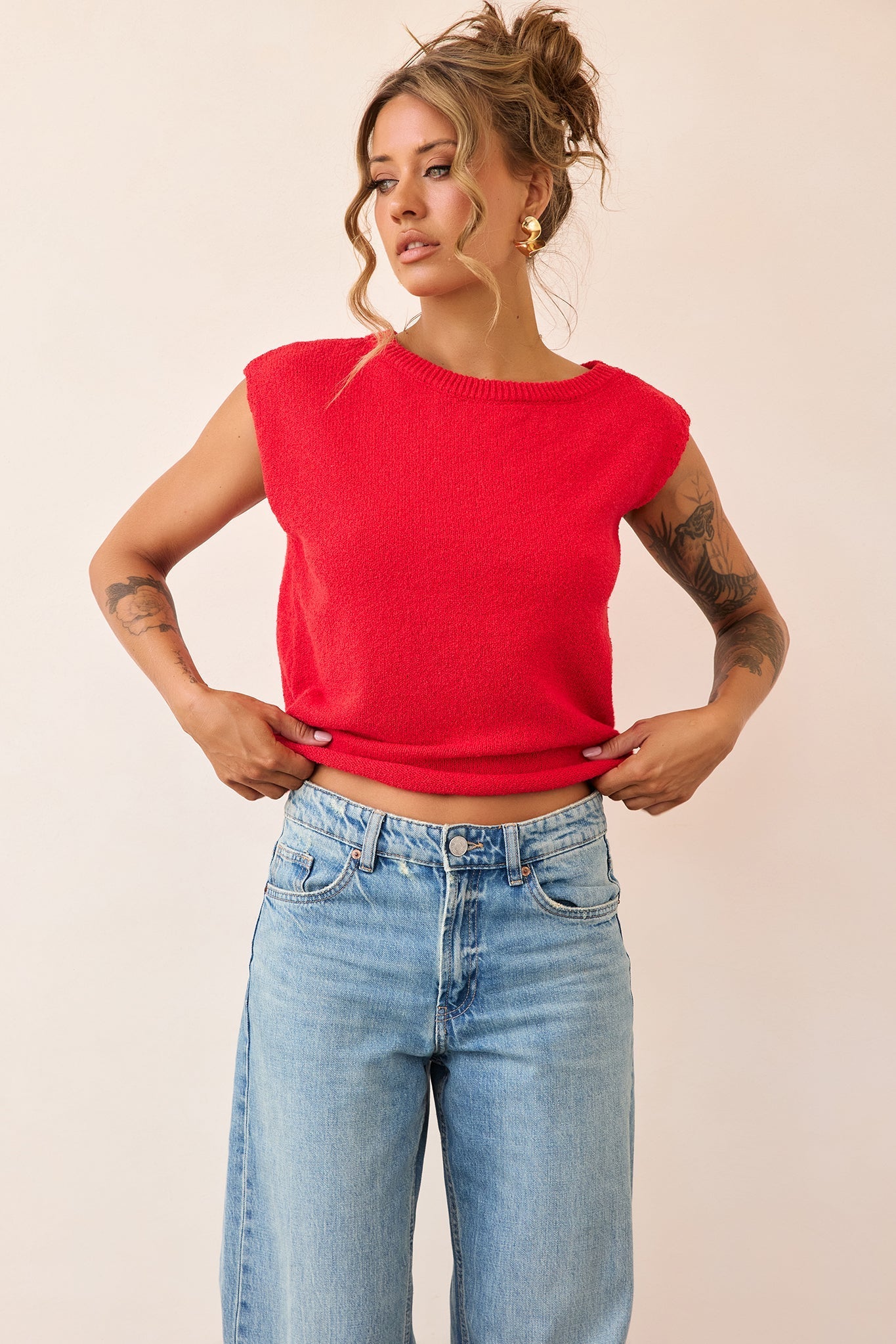 Dance In The Sun Knit Top - Red