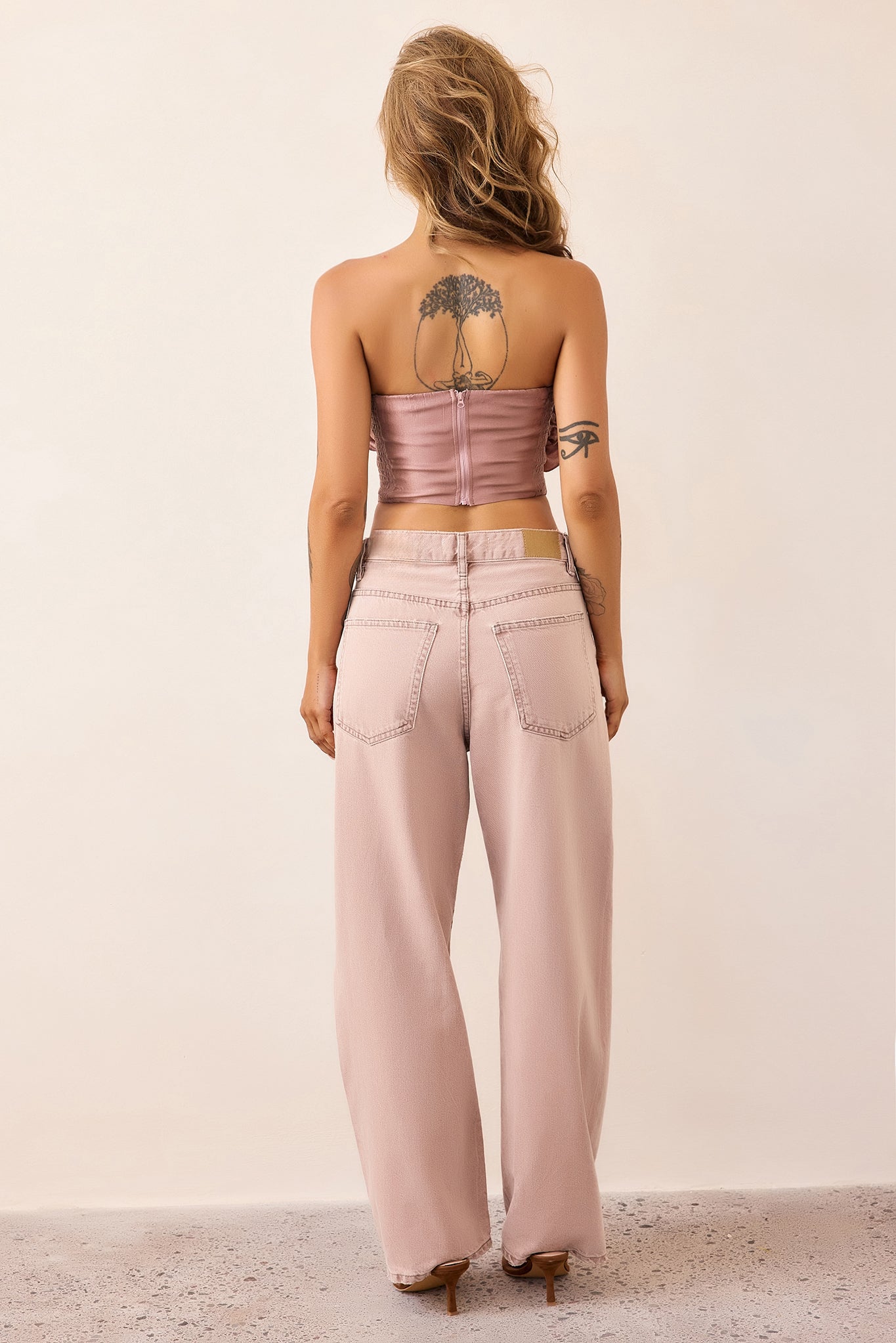 Petal Reverie Satin Crop Top - Mocha