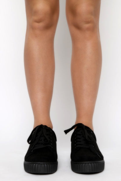 All Black Suede Lace Up Creepers - Fatima