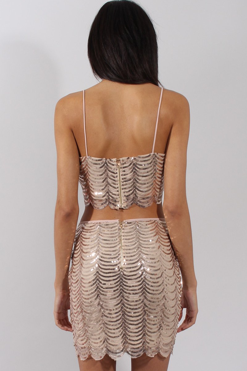 Apricot Sequin Crop Top - Lyle