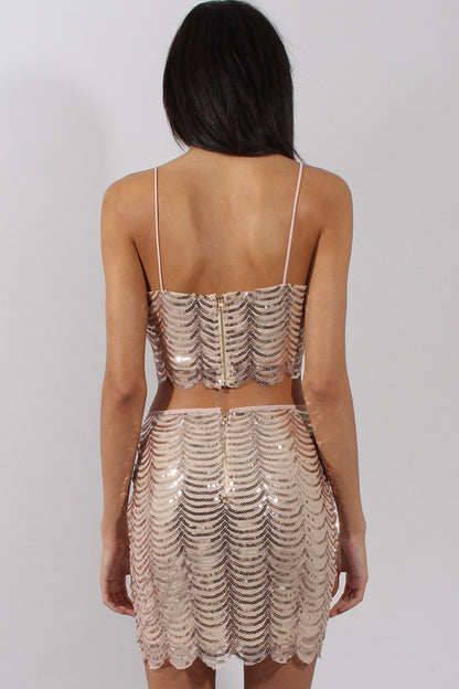Apricot Sequin Crop Top - Lyle