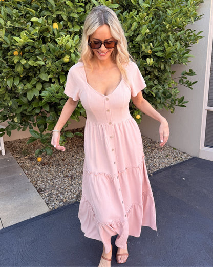 Celie Dress - Pink | Women's Linen Midi Dress