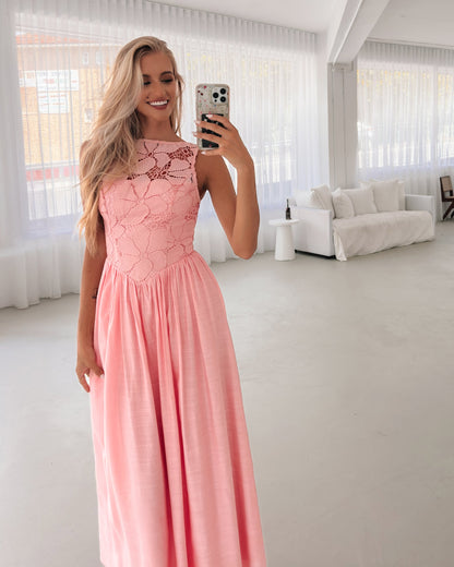 Contessa Pink Dress | Women's Lace Maxi Dress