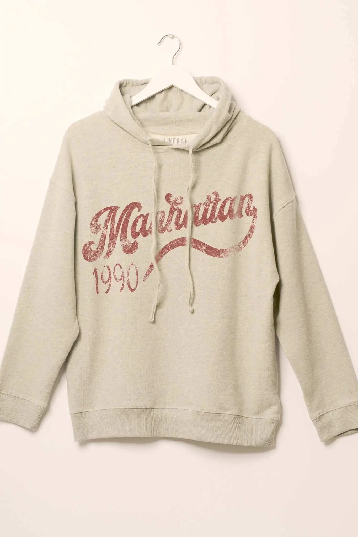 Manhattan 1990 Vintage-Print Graphic Hoodie