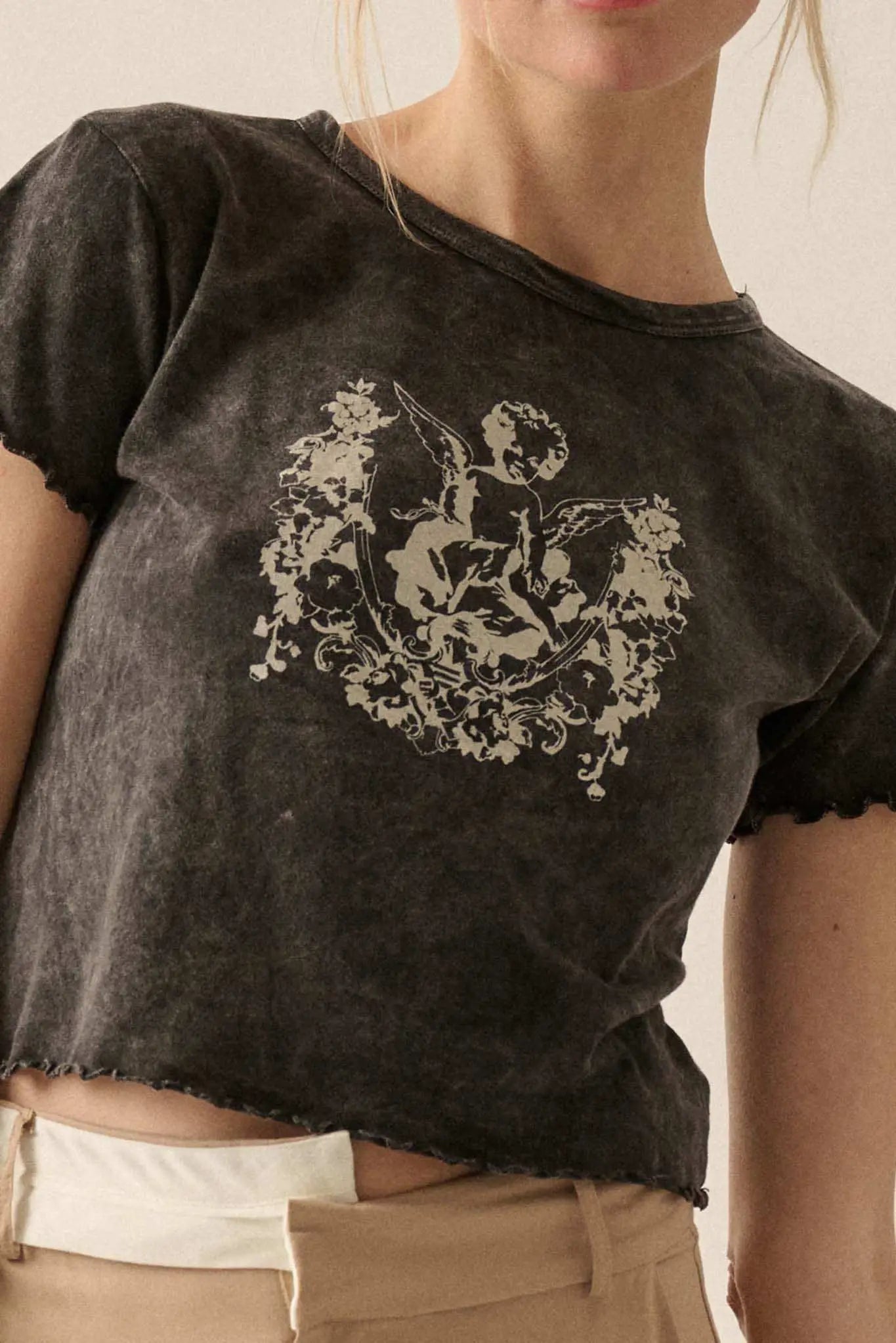 Vintage Angel Lettuce-Edge Graphic Baby Tee