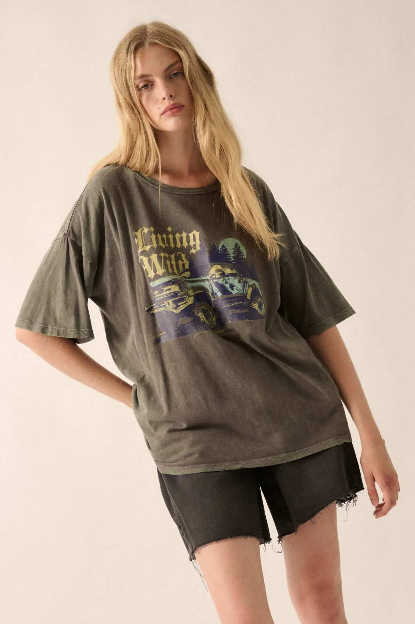 Living Wild Vintage-Wash Pickup Truck Graphic Tee