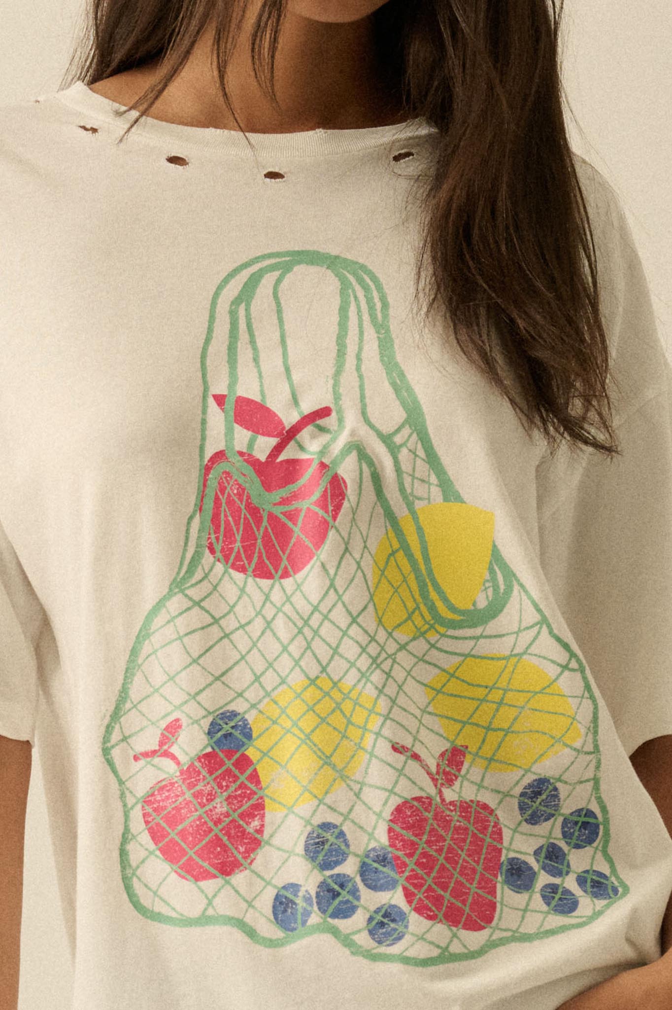 Fruit Stand Distressed Oversize Graphic Tee