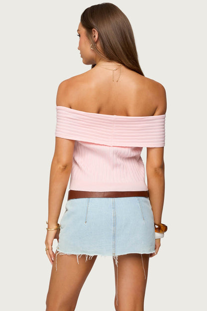 Blythe Ribbed Knit Fold Over Top