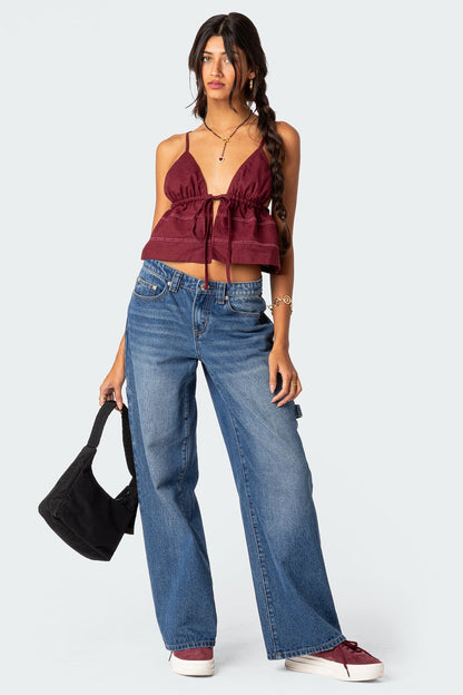 Candy Cotton Tie Front Tank Top