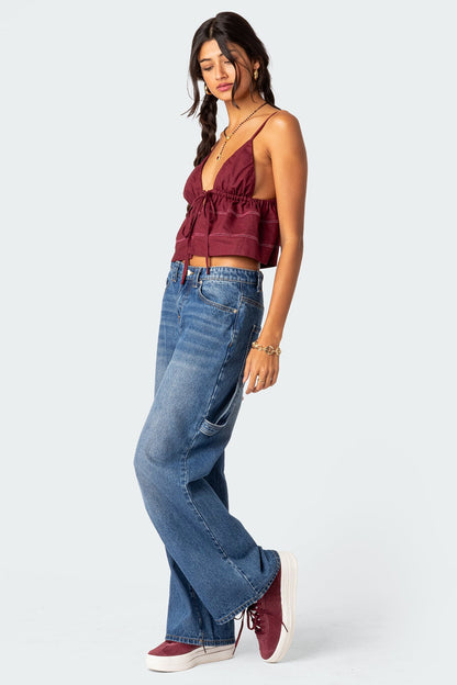 Candy Cotton Tie Front Tank Top